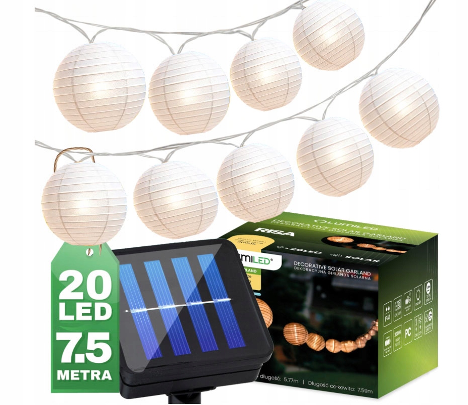 Solárna girlanda Lumiled 759 cm, biela
